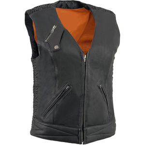 Streetwear Riding Wear Women Leather Vest Genuine Leather Zipper Sleeveless Jacket Ladies Classic <b>Biker</b> Motorcycle <b>Waistcoat</b> - Product Image 1