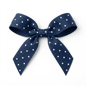 นีลคามัล อินดัสทรีส์ ขายส่งริบบิ้นโกรเกรนลายจุดสีขาวบนพื้นน้ำเงินกรมท่า ขนาด 6 มม. ผลิตจากโพลีเอสเตอร์ 100% สำหรับทำโบว์ติดผม งานฝีมือ เย็บปักถักร้อย และของขวัญ - Product Image 2