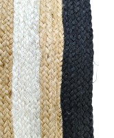 Tapis artisanal en jute naturelle noir et blanc, tressé, style farmhouse bohème, pour salon et chambre