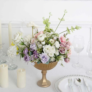 Glass Floral Bowl Centerpiece Compote Pedestal 7 Roman Style Gold Vintage Wedding <b>Vase</b> for Luxurious Table Settings <b>Vase</b> - Product Image 1