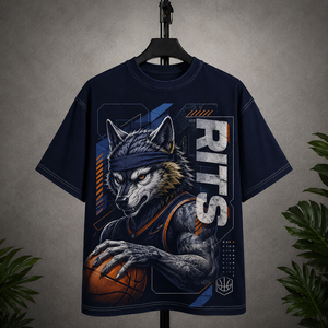 Wolf Basketball Player Printed Plus Size Men's T-Shirt Short Sleeve O-Neck Casual Jersey Style <b>Animal</b> <b>Pattern</b> 100% Cotton - Product Image 1