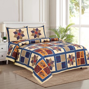 <b>Colourful</b> Alankriti Floral Hand Block Printed Customizable Cotton Sheet <b>Set</b> 300TC 1.8m All Season Fade Resistant Bedding - Product Image 2