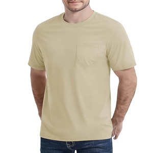 T-shirts pour hommes 100 % polyester de haute qualité, coupe ajustée élégante, poche avant, impression personnalisée en gros, vêtements de sport délavés - Product Image 4