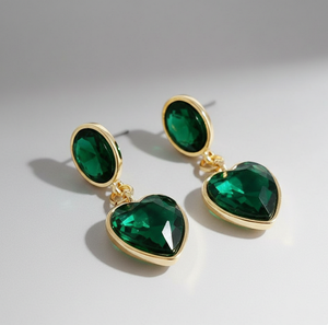 ต่างหูรูปไข่และหัวใจสีเขียวไฮโดร ดีไซน์หรูหรา ขายดีอันดับต้นๆ ทำจากเงินแท้ 925 ชุบทอง 18K เหมาะสำหรับงานแต่งงาน - Product Image 4