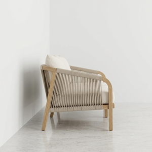 Ensemble de mobilier de salon de jardin moderne en teck tropical et corde, pour usage commercial, hôtels, complexes hôteliers, piscines, patios, villas, terrasses et clubs, incluant canapé et fauteuils - Product Image 6