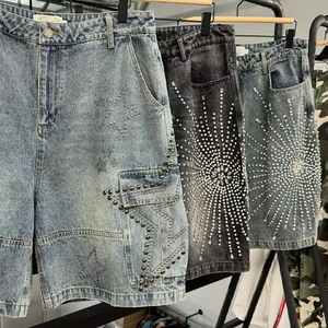 New Arrival High Quality Casual Mid Waist <b>Men</b> Denim Short Jeans Street Wear Custom Logo Solid Color 100% Cotton Elastic Waist - Product Image 5