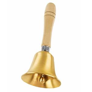 Cloche à main en laiton doré de haute qualité avec manche en bois, cloche de classe, cloche de service de table, cloche de dîner pour la réception d'hôtel - Product Image 1