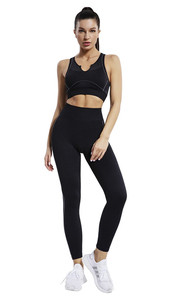Conjunto de Yoga para Mujer, Top Deportivo sin Costuras con Tirantes Finos y Cuello Redondo, Leggings de Cintura Alta, 2 Piezas, Ropa Deportiva con Estampado en Contraste - Product Image 4