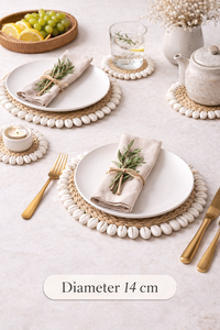 Coaser D 14 cm, décoration d'intérieur en herbe de mer faite à la main, centre de table avec un design traditionnel pour Diwali - Product Image 2