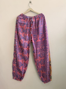 Wholesale Lot of Kantha Handmade 100% Cotton Pajama Pants Boho <b>Trousers</b> <b>Elastic</b> <b>Waist</b> Floral Pattern Vintage Hippie Style - Product Image 6