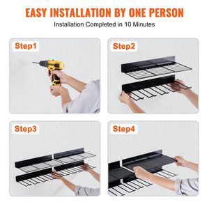 Organizzatore per utensili elettrici a 2 strati a 4 Slot da 2 pezzi da parete per ripiano in metallo resistente per trapano senza fili stazione di ricarica per batteria - Product Image 4