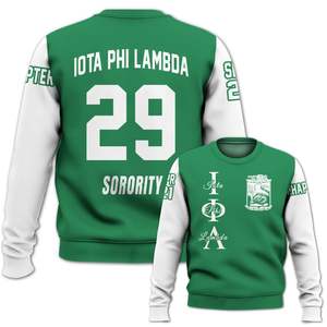 Sudadera Universitaria Personalizada Iota Phi Lambda, Verde Esmeralda y Blanco, con el Escudo de la Hermandad Griega desde 1929 - Product Image 4