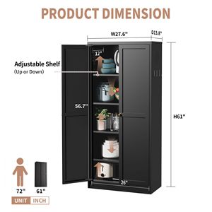 Armadio Dispensa da Cucina in Metallo Nero da 61 Pollici con 4 Ripiani Regolabili, Organizzatore Autoportante Resistente, Capacità 50 kg - Product Image 2