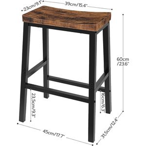 Juego de 2 Taburetes de Bar Industriales de 23.6 Pulgadas, Asientos para Barra de Cocina con Reposapiés, Diseño de Silla de Montar, Sillas de Bar Cómodas para Comedor - Product Image 2