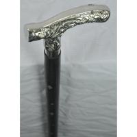 Bastón de Paseo Moderno de Caña Negra Hecho a Mano con Diseño Personalizable, Mango de Metal con Acabado Grabado, Bastón para Adultos