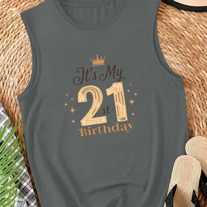 Gilet tricoté décontracté pour femme avec logo avant «Crown It It's My 21st Birthday» - Product Image 1
