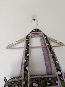 Bolsa de Viaje Acolchada de Algodón con Estampado de Leopardo Verde, Cierre de Cremallera, Asas Dobles, Unisex |   Bolsa de Viaje Ligera de 20-35L para Fin de Semana - Product Image 6