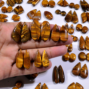 พลอยตาเสือสีทองธรรมชาติทรงหยดน้ำคู่  แบบหลวม ขายส่งสำหรับทำเครื่องประดับ ขนาด 20x40 มม. น้ำหนัก 4x5 กรัม - Product Image 4