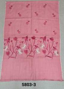 100% <b>Wool</b> Women's Long <b>Scarf</b> with Floral Pattern and Fine Embroidery Quick Dry & Lightweight - Product Image 4