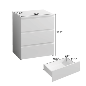 Set of 2 White Wooden 3-Drawer Dressers <b>Small</b> Closet Nightstand for Bedroom Chest Drawers Side <b>Table</b> <b>Storage</b> - Product Image 3