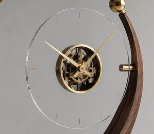 Minimalist Wooden Desk <b>Clock</b> With Mechanical Movement Circular Design Silent Non Ticking - Product Image 3