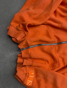 Streetwear Luxury Style Custom Logo Unisex <b>Orange</b> Hoodies Hommes Manufacturer Heavyweight Cotton Boxy Zip up <b>Hoodie</b> for <b>Men</b> - Product Image 4