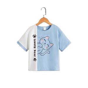 Venta al por mayor precio barato Unisex niños Casual manga corta algodón dibujos animados embellecido ligero estiramiento verano niñas niños camiseta - Product Image 3
