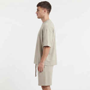 Casual Oversized <b>Shirts</b> Sets Cotton Men's <b>T</b> <b>Shirt</b> and Short Set With Zipper <b>Polyester</b> Pullover Men's Custom LOGO Tracksuit - Product Image 3