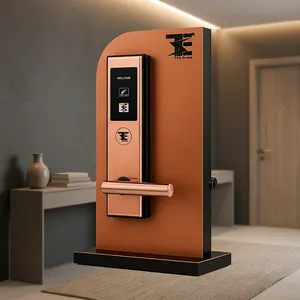 Serrure de porte intelligente en acier inoxydable Rose Gold TES 705SSB avec RFID et accès par clé mobile pour portes en bois - Product Image 1