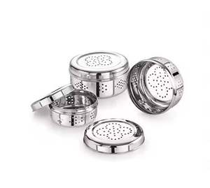 Boîte à épices en acier inoxydable Masala Dabba avec couvercle perforé, récipient à épices de cuisine, organisateur de rangement pour épices indiennes - Product Image 1