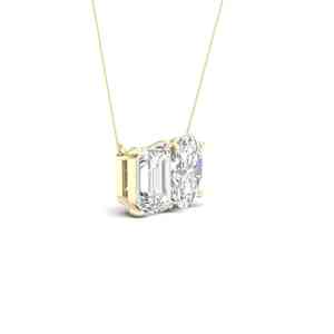 Pendentif Toi et Moi en Diamant de Laboratoire Certifié IGI, Taille Émeraude, Or 10K 14K 18K, Argent 925 935, Vente en Gros, Cadeau - Product Image 2