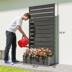 Fioriera da Giardino Nera per Esterni con Spalliera per Piante Rampicanti, Cassetta Rialzata e Cancelli con Recinzione e Spalliera - Product Image 3