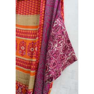 Kimono de Seda Indio Hecho a Mano para Mujer, Bata Corta Estampada para Dormir, Ropa de Dormir Informal - Product Image 3