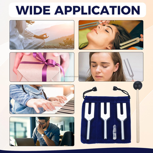 High-Frequency Tuning Fork Set 4096 Hz, 4160 Hz, 4225 Hz with Silicone Hammer & Soft Storage Bag Sound Therapy Instrument <b>Tool</b> - Product Image 6