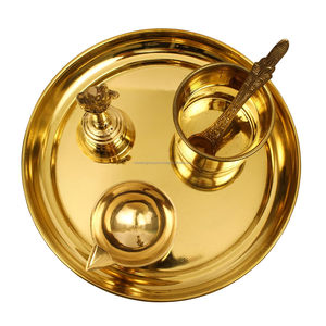 Puja de latón artesanal tradicional | Pooja Thali Set - Product Image 4