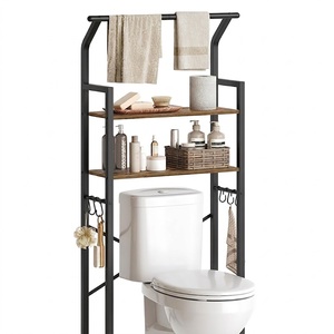 Meuble de rangement moderne en métal et fer à 3 niveaux, à placer au-dessus des toilettes, pour optimiser l'espace - Product Image 1