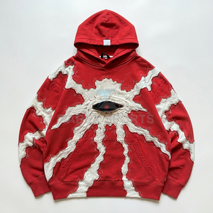 OEM ODM Personnalisé Patch brodé vieilli Appliqué Sur mesure Hiver 2 pièces Hoodie coupé-cousu Court Streetwear Homme - Product Image 1