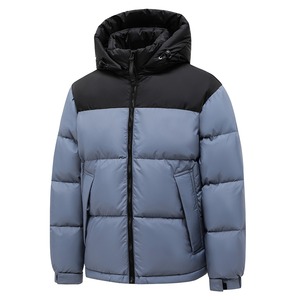 Chaqueta de Invierno para Hombre con Capucha y Bloques de Color, Cuello Alto, Cierre de Cremallera, Cortavientos, Ajuste Holgado Informal, Relleno de Poliéster - Product Image 4