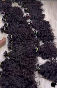 Pas cher Remy Grade Naturel Bouclé Brut Non Transformé Machine Double Trame Extensions de Cheveux Vierge Sans Enchevêtrement Bundles de Cheveux - Product Image 4