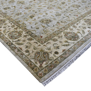 Tapis d'intérieur luxueux à motif floral traditionnel, en laine fine nouée à la main, à poils ras, avec envers en coton, respectueux de l'environnement - Product Image 5