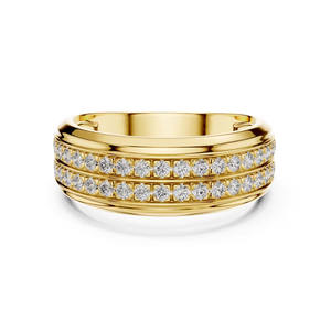 Anillo de compromiso y boda de moissanita para hombre, doble fila, engaste pavé, estilo eternidad, plata de ley 925, joyería hip hop - Product Image 1