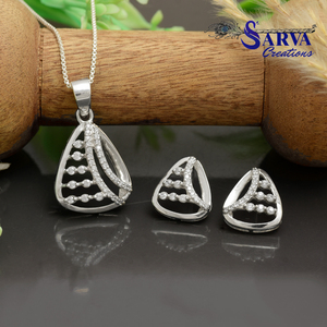 Parure de bijoux de luxe pour femme en argent 925 avec zircon et cristal goutte d'eau, collier et boucles d'oreilles, sertissage en canal à taille brillant ronde - Product Image 5