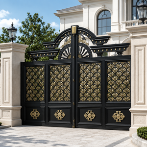 Elite Black Gold Fan Pattern Villa <b>Gate</b> <b>Arched</b> Metal Driveway Door Luxury Mansion Entrance Security Design Furniture - Product Image 3