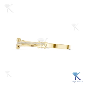 Lab Grown Diamond Round Brilliant Cut Filled Bypass <b>Bangle</b> 14K/18K <b>Solid</b> <b>Gold</b> Pave Luxury Unisex Bridal Jewelry - Product Image 5