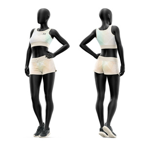 Conjunto Deportivo de 2 Piezas para Mujer, Sublimado, de Poliéster Reciclado, Personalizado, con Sujetador y Pantalones Cortos, Transpirable, Fabricante de Ropa Deportiva - Product Image 4