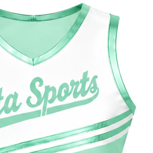 Maillot de cheerleading vert menthe sans manches, coupe courte, respirant, uniforme sportif personnalisé pour l'entraînement d'équipe, tenue athlétique de performance - Product Image 3