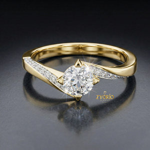 Round Cut Lab Grown Diamond 10K GOLD Solitaire <b>Ring</b> Twisted <b>Split</b> Shank Women Engagement <b>Ring</b> - Product Image 5