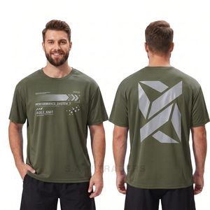 เสื้อออกกำลังกายพิมพ์ลายกราฟิกโอลีฟ โพลีเอสเตอร์ระบายอากาศได้ดี แห้งเร็ว เสื้อยืดออกกำลังกายแขนสั้น ชุดออกกำลังกาย - Product Image 3