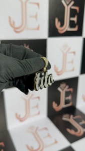 Colgante Brillante de Plata de Ley 925, Estilo Hip Hop, con Incrustaciones de Moissanita, con Placa de Nombre TITO Personalizada - Product Image 2