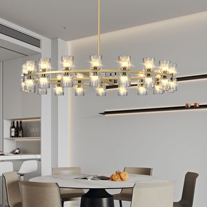 Lampadario Moderno in Cristallo K9 Dorato da 36 Pollici per Sala da Pranzo e Soggiorno, Elegante Lampadario a Sospensione Ov - Product Image 2